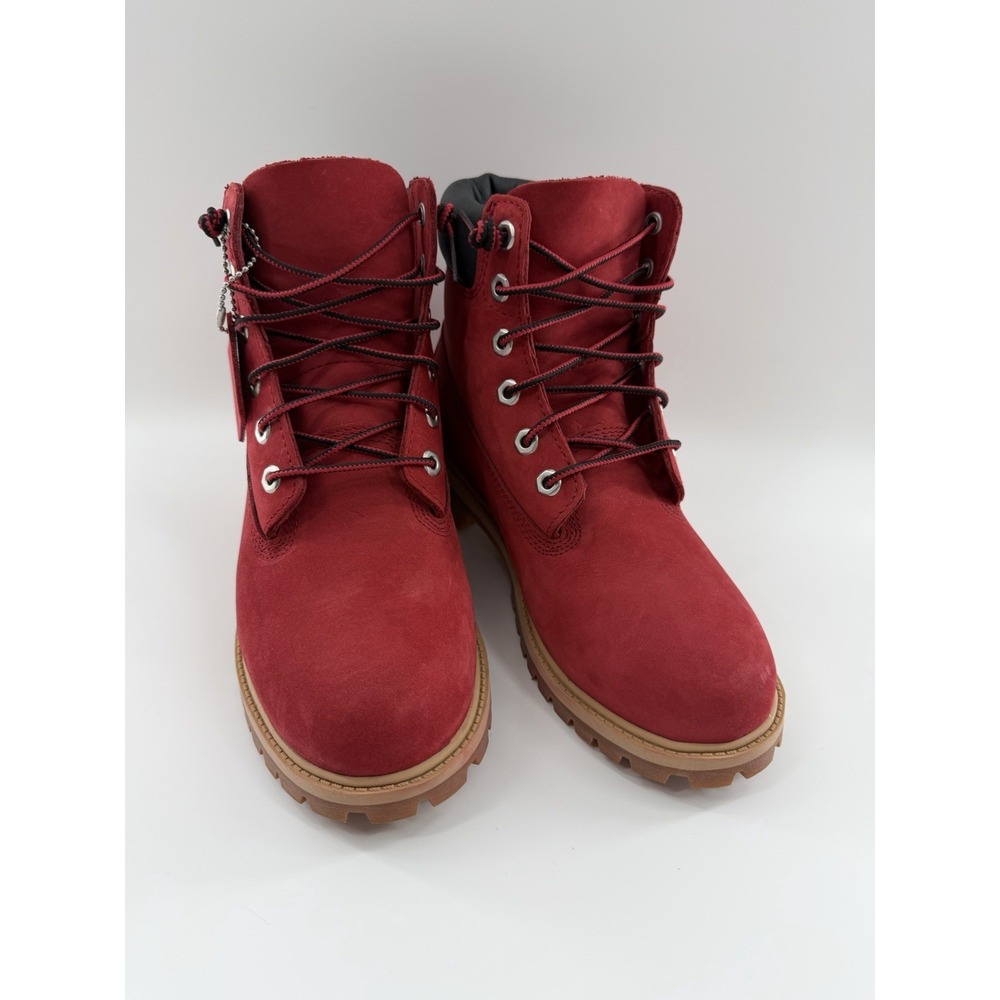 Timberland Boots Boys 5.5 US Red Suede Nubuck 6 Inch Premium Waterproof Hiking